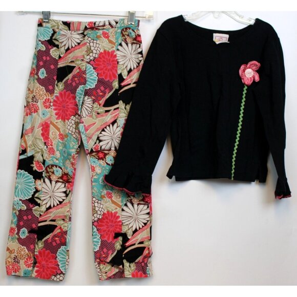 CottonTail Originals 2pc Outfit Shirt Pants Asian Inspired Print Flower 6x Fall - Picture 1 of 13